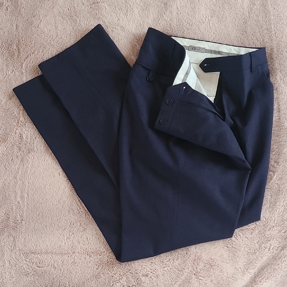 Canali Navy Blue Dress Pants. 32 Waist